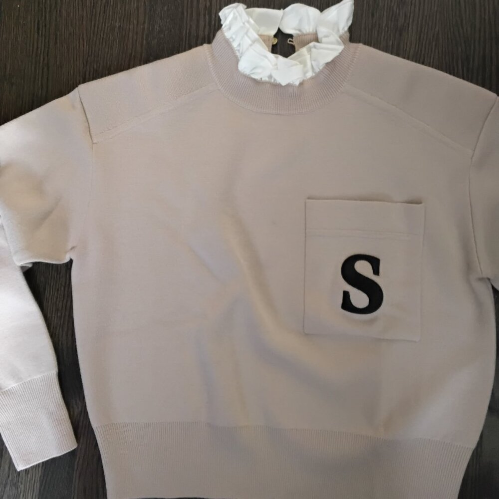 Sandro Paris sweater with contrasting ruffle collar